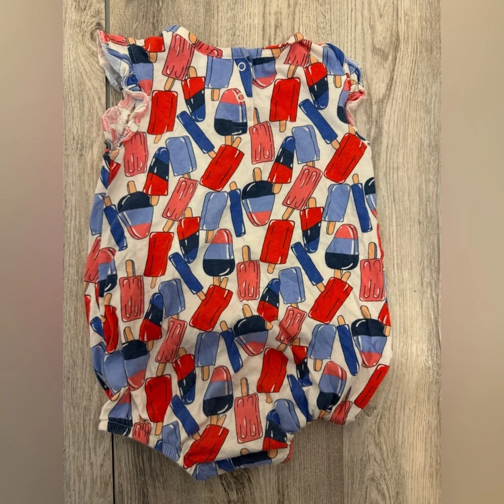 Old Navy Red White and Blue Popsicle Print Baby Romper